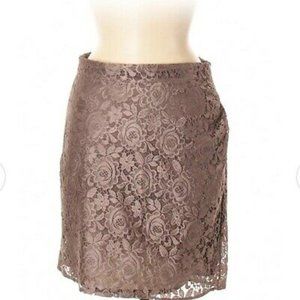 Reiss Lace Whitney Mini Skirt Taupe Brown
